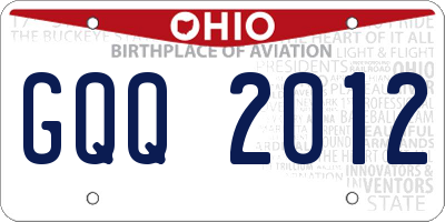 OH license plate GQQ2012