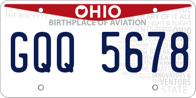 OH license plate GQQ5678