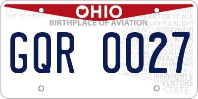 OH license plate GQR0027
