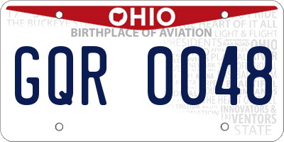 OH license plate GQR0048