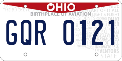 OH license plate GQR0121