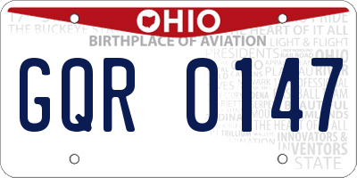 OH license plate GQR0147