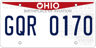 OH license plate GQR0170