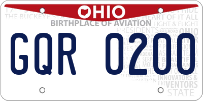 OH license plate GQR0200