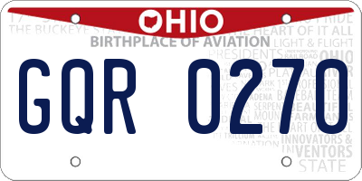 OH license plate GQR0270