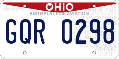 OH license plate GQR0298
