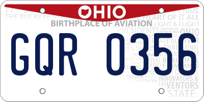 OH license plate GQR0356