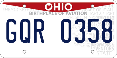 OH license plate GQR0358