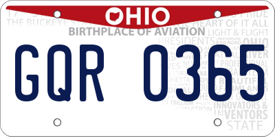 OH license plate GQR0365