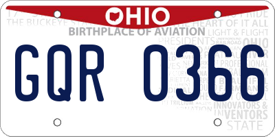 OH license plate GQR0366