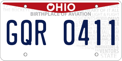 OH license plate GQR0411