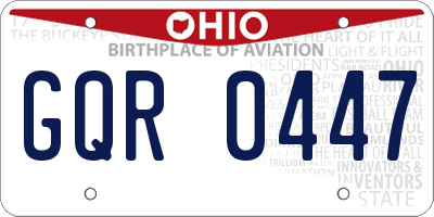 OH license plate GQR0447