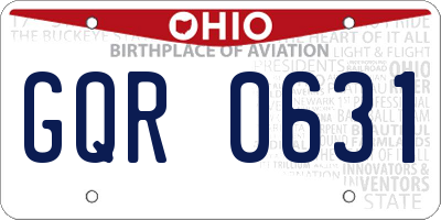 OH license plate GQR0631