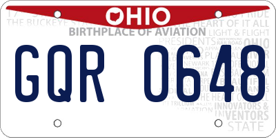 OH license plate GQR0648
