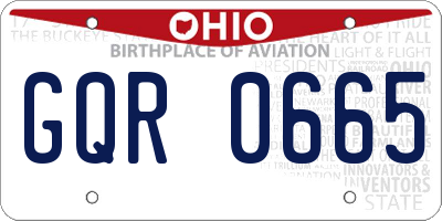 OH license plate GQR0665