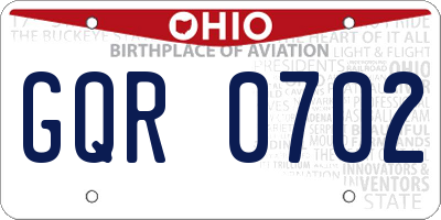 OH license plate GQR0702