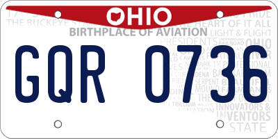 OH license plate GQR0736