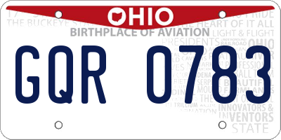 OH license plate GQR0783