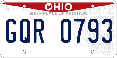 OH license plate GQR0793