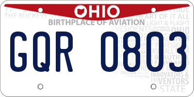 OH license plate GQR0803