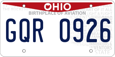 OH license plate GQR0926