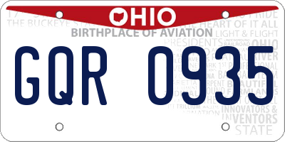 OH license plate GQR0935
