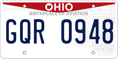OH license plate GQR0948
