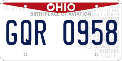 OH license plate GQR0958
