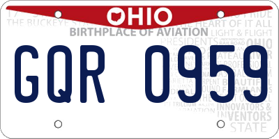OH license plate GQR0959