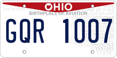 OH license plate GQR1007