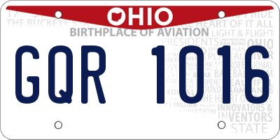 OH license plate GQR1016