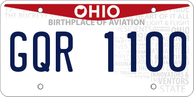 OH license plate GQR1100