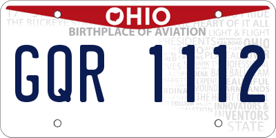OH license plate GQR1112