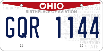 OH license plate GQR1144