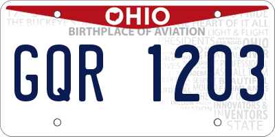 OH license plate GQR1203