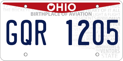 OH license plate GQR1205
