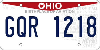 OH license plate GQR1218