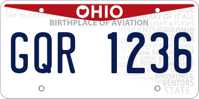 OH license plate GQR1236