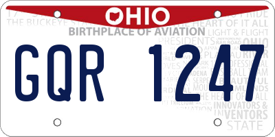 OH license plate GQR1247