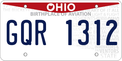 OH license plate GQR1312