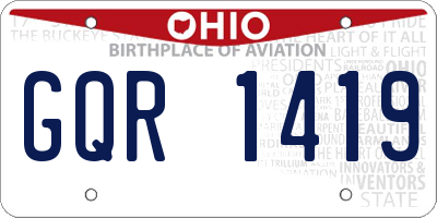 OH license plate GQR1419