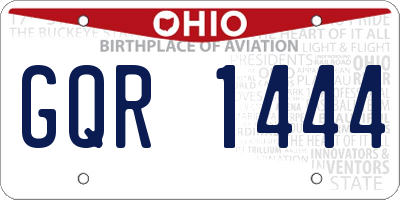 OH license plate GQR1444