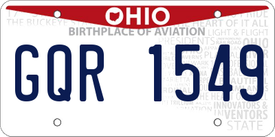 OH license plate GQR1549