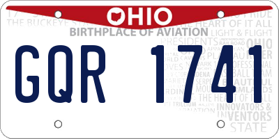 OH license plate GQR1741