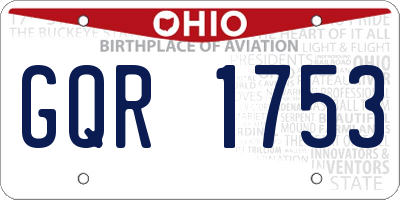 OH license plate GQR1753