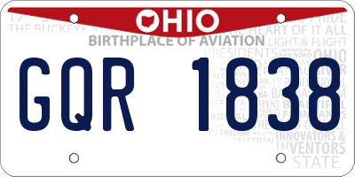 OH license plate GQR1838