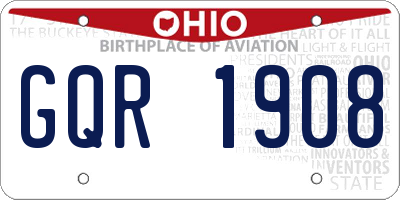 OH license plate GQR1908