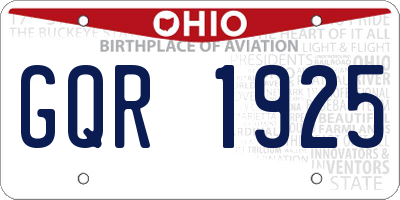 OH license plate GQR1925