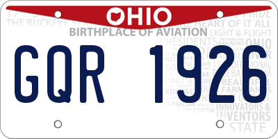 OH license plate GQR1926