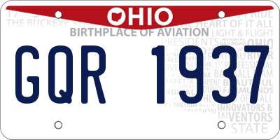OH license plate GQR1937